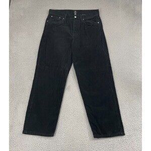H&M Corduroy Pants 34x29.5 Black Button Fly Dark Academia Flat Front Preppy